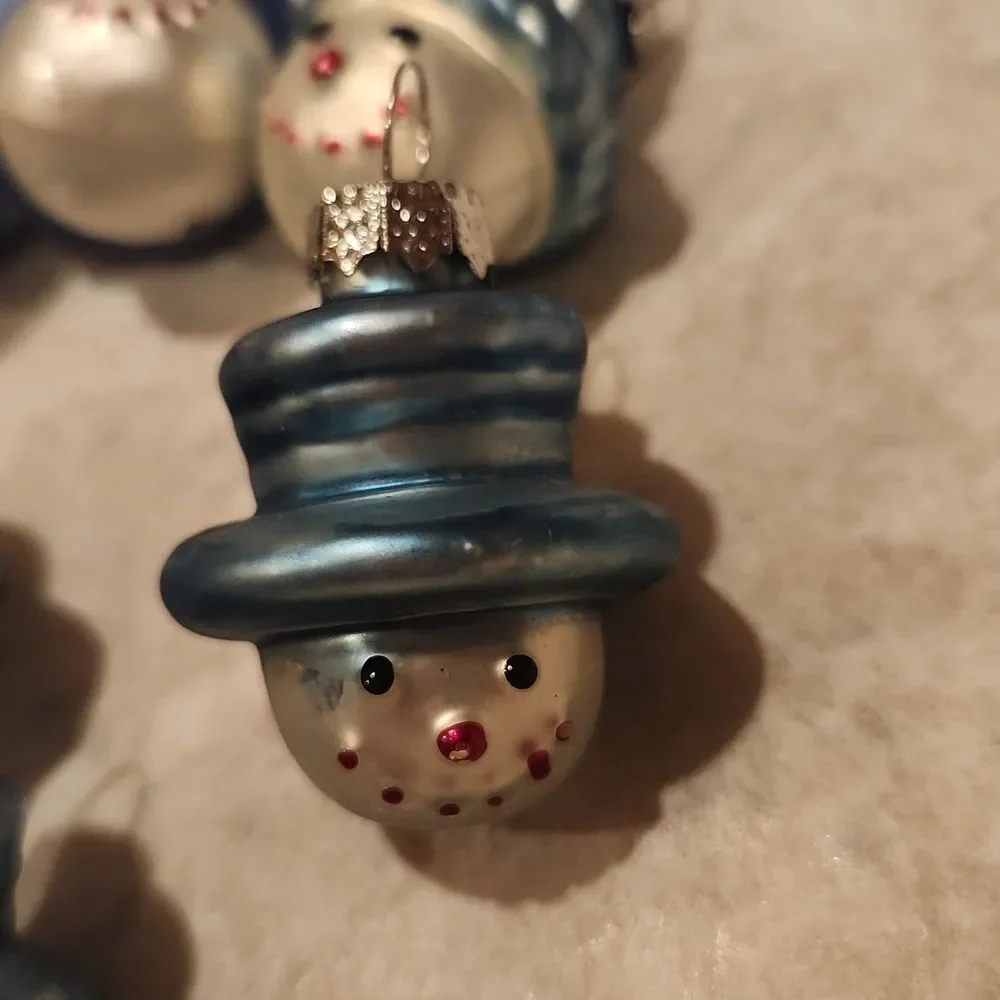 Snowman Glass Blown Christmas Ornaments Set of 12